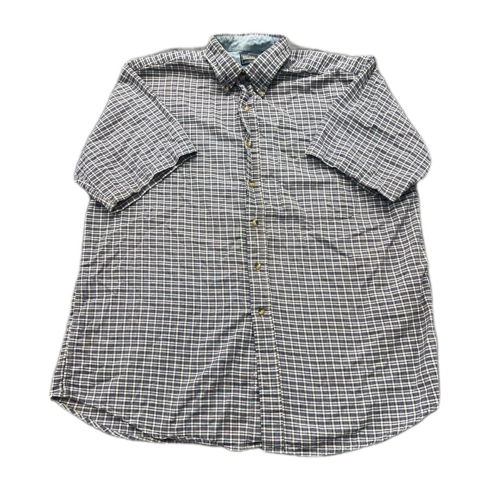 Brittania Button Down Shirt Mens Large L Blue Plaid Short Sleeve Cotton Levi's